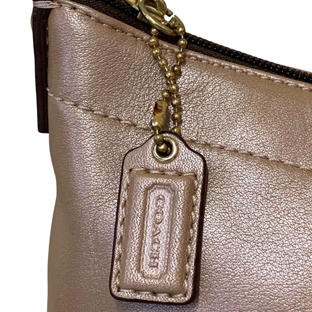 Coach Rose Gold / Bronze Leather Shoulder Bag Crossbody Purse - Picture 12 of 13